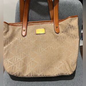 RALPH LAUREN SIGNATURE VINTAGE KHAKI TAN MEDIUM CLASSIC SATCHEL TOTE SHOPPER BAG